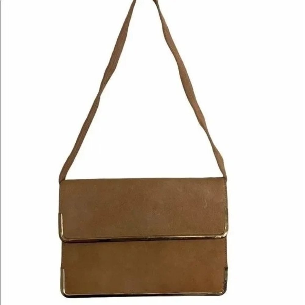 Vintage Markay Bags Shoulder Bag Purse Brown Suede Brass 60s